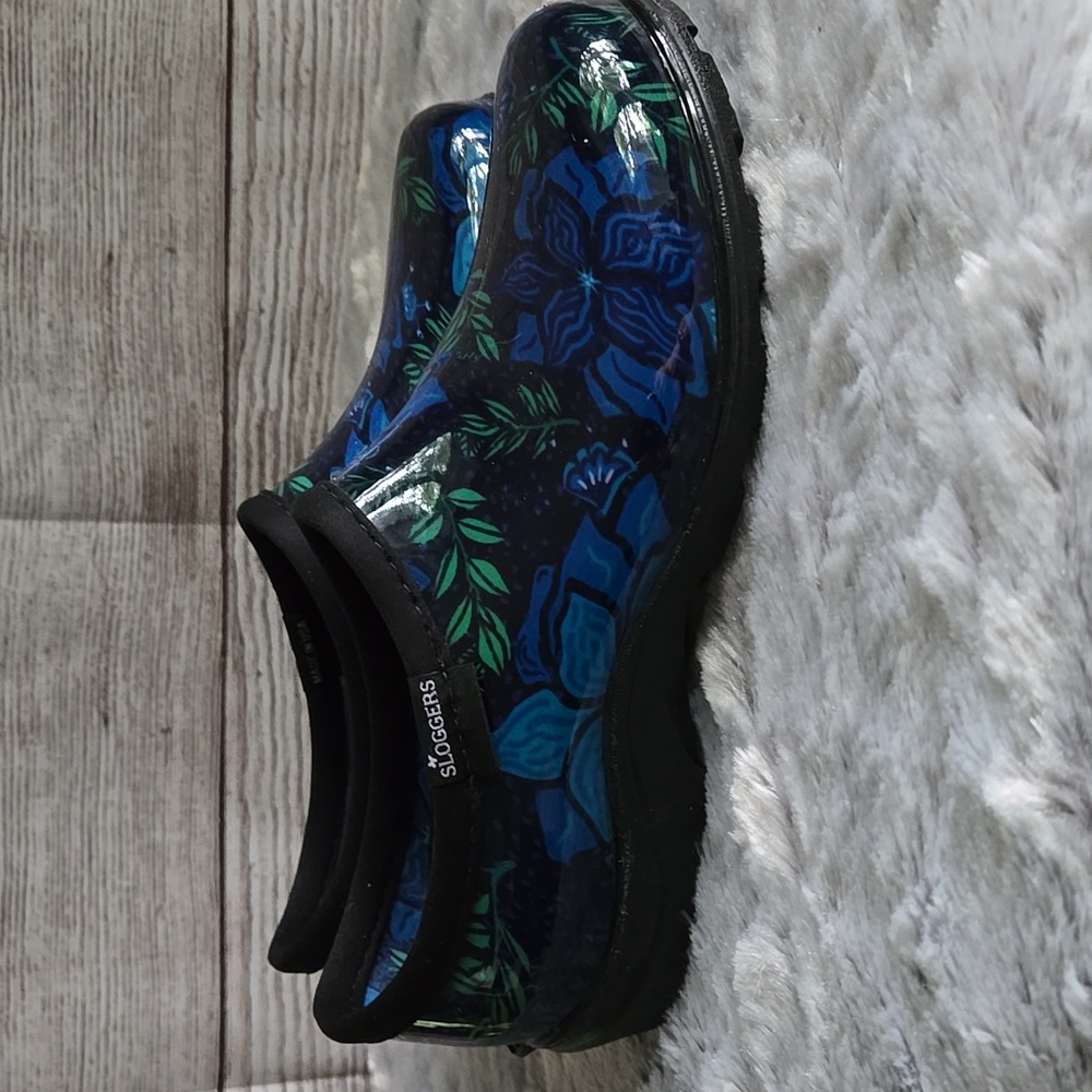 Sloggers Blue/Black Floral Print Gardening Shoes, Womens 8, Excellent Condition - Picture 6 of 10